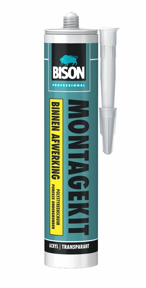 BISON PROFESSIONAL MONTAGEKIT BINNEN AFWERKING KOKER 310 G WIT (TRANSPARANT NA DROGING)